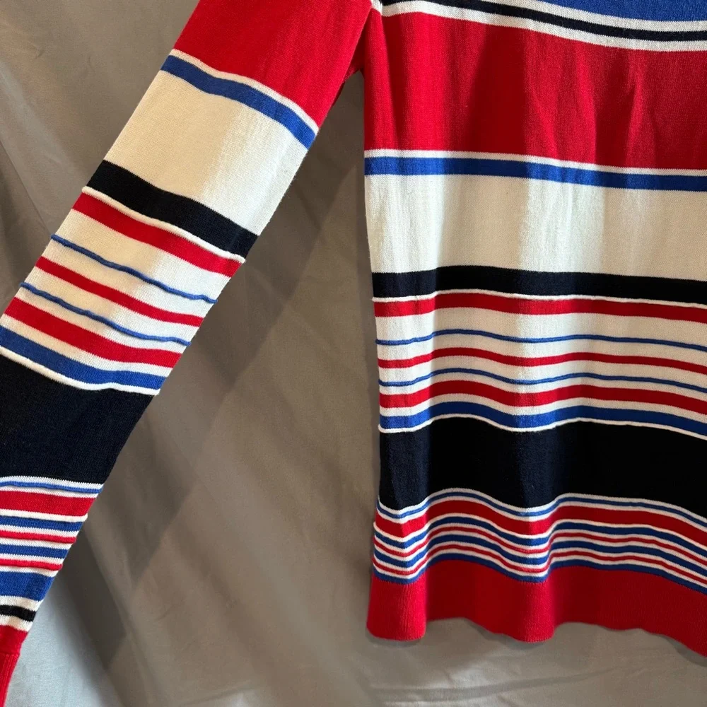 Talbots Red Blue White Striped light weight sweater womens size S Classic